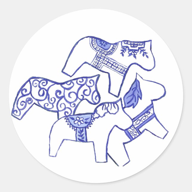 Blue and white horse Sticker (Front)