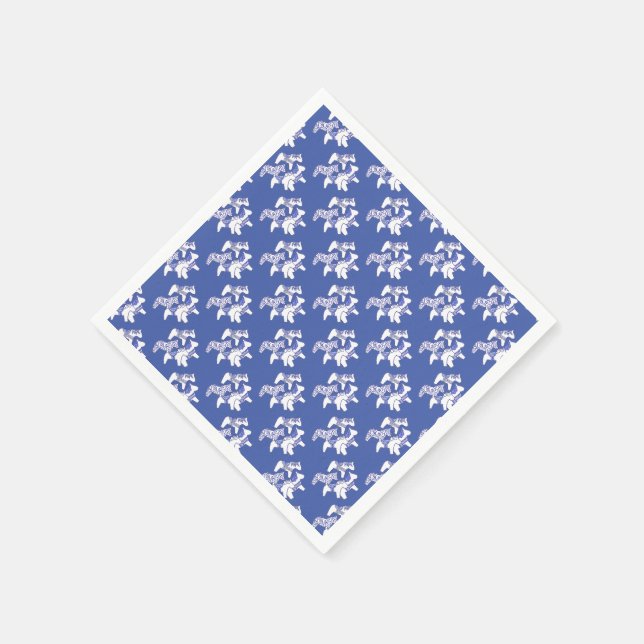 Blue and White Horses For Tea Paper Napkins (Corner)