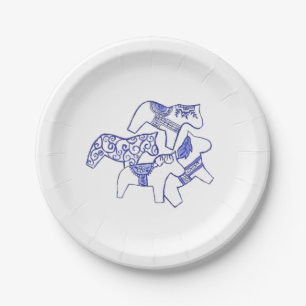 Blue and White Horses paper plates