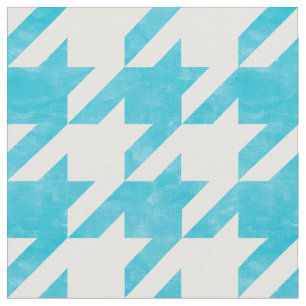 Blue and White Houndstooth Check Fabric