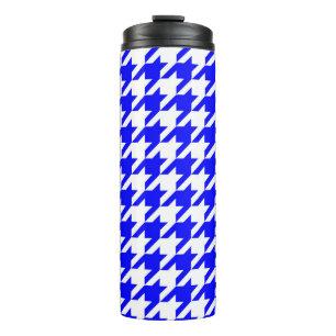 Blue and White Houndstooth Check Thermal Tumbler