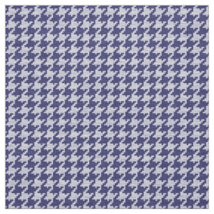 Blue and White Houndstooth Geometric Pattern Fabric