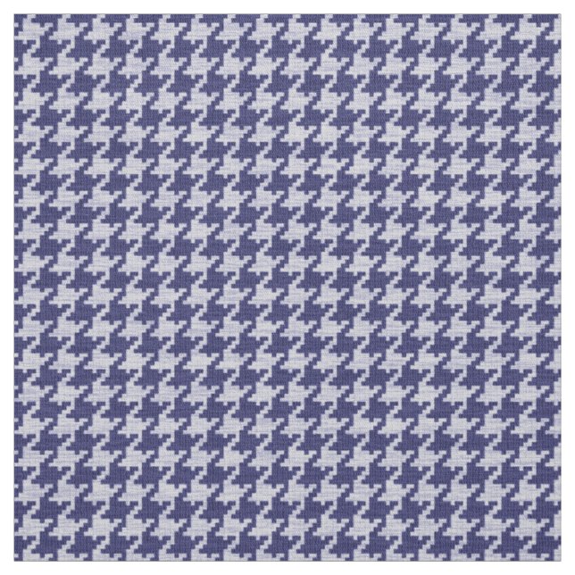Blue and White Houndstooth Geometric Pattern Fabric (Swatch)