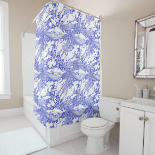 Blue And White Humpback Whale Shower Curtain