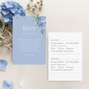 Blue and White Hydrangea Guest Wedding RSVP Enclosure Card