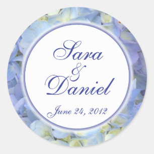 Blue and White Hydrangea Wedding Favour Label