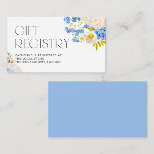 Blue and White Hydrangeas Baby Shower Registry Enclosure Card