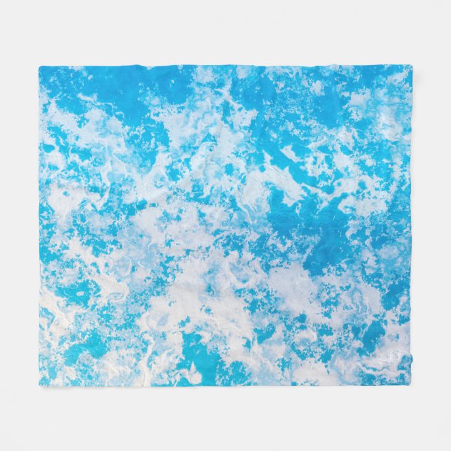 Blue and white ice planet surface fleece blanket (Front (Horizontal))