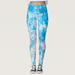 Blue and white ice planet surface leggings