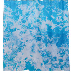 Blue and white ice planet surface shower curtain