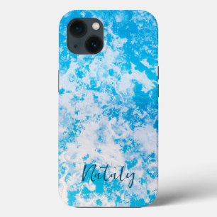 Blue and white ice surface personalized iPhone 13 case