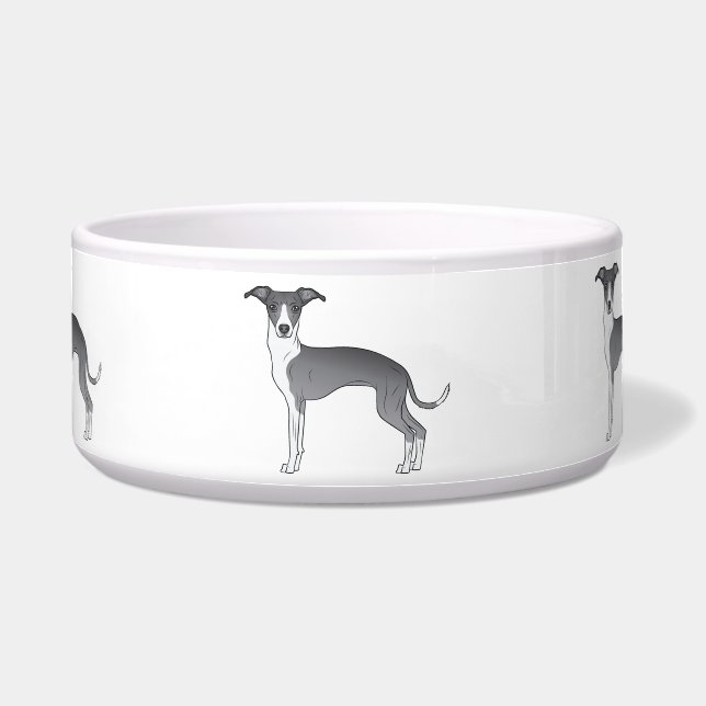 Blue And White Italian Greyhound Cartoon Dogs (Front)