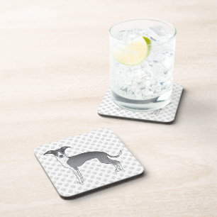 Blue And White Italian Greyhound Dog With Paws Coaster