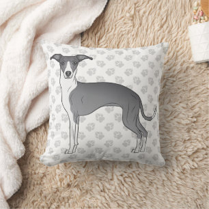 Blue And White Italian Greyhound Dog With Paws Cushion