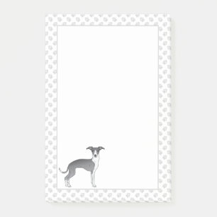 Blue And White Italian Greyhound Dog With Paws Post-it Notes