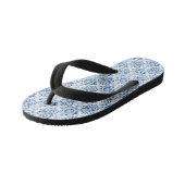 Blue and white Italian watercolor tile pattern Kid's Jandals (Angled)