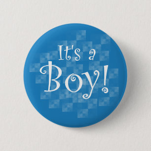 Blue and White It's a Boy 6 Cm Round Badge