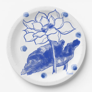 blue and white Japanese traditional plate 紙皿 大 Paper Plate