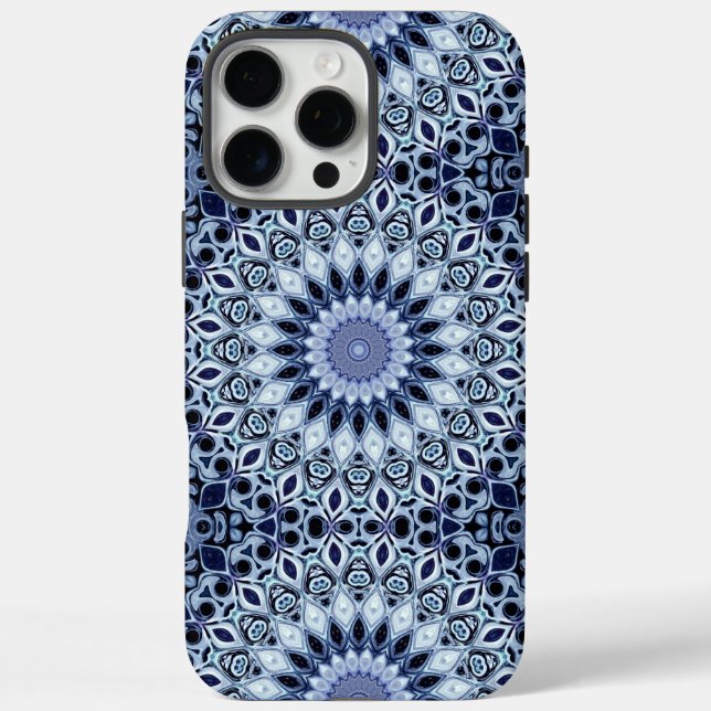 Blue and White Kaleidoscope Mandala Pattern Case-Mate iPhone Case (Back)