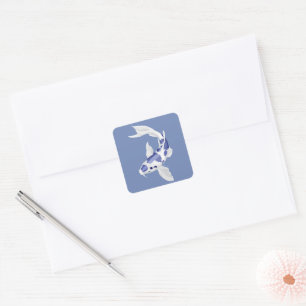 Blue and white Koi Square Sticker