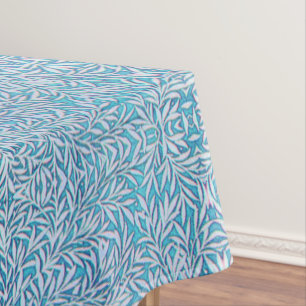 Blue and White Leafy Tablecloth