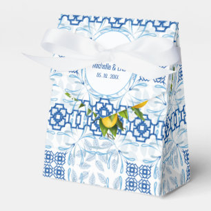 Blue and White Lemon Mediterranean Wedding Favour Box