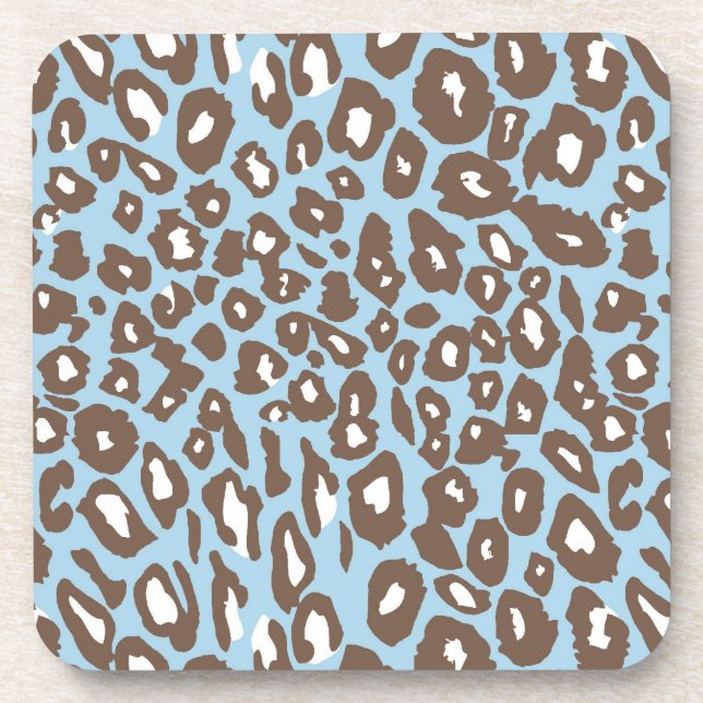 Blue and White Leopard Print Coaster (Front)
