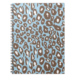 Blue and White Leopard Print Spiral Notebook
