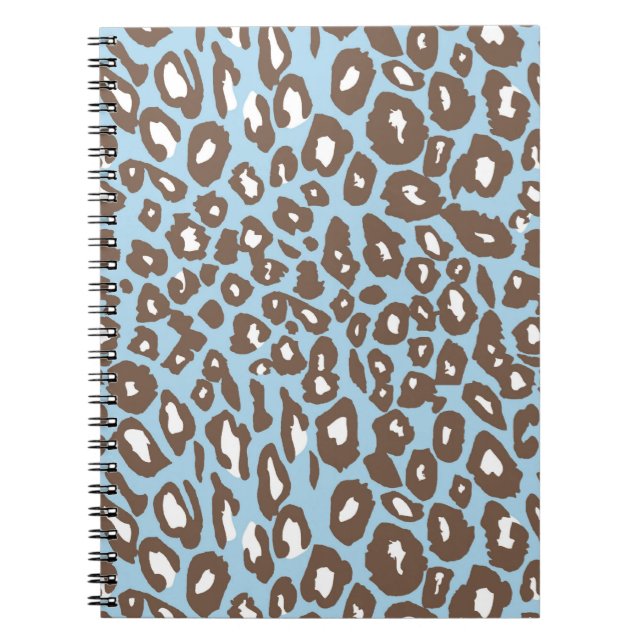 Blue and White Leopard Print Spiral Notebook (Front)