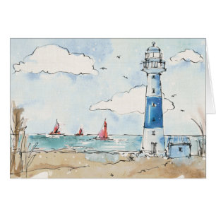 Blue and White Lighthouse