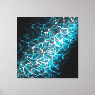 Blue and White Lightning Water Reflection Canvas Print