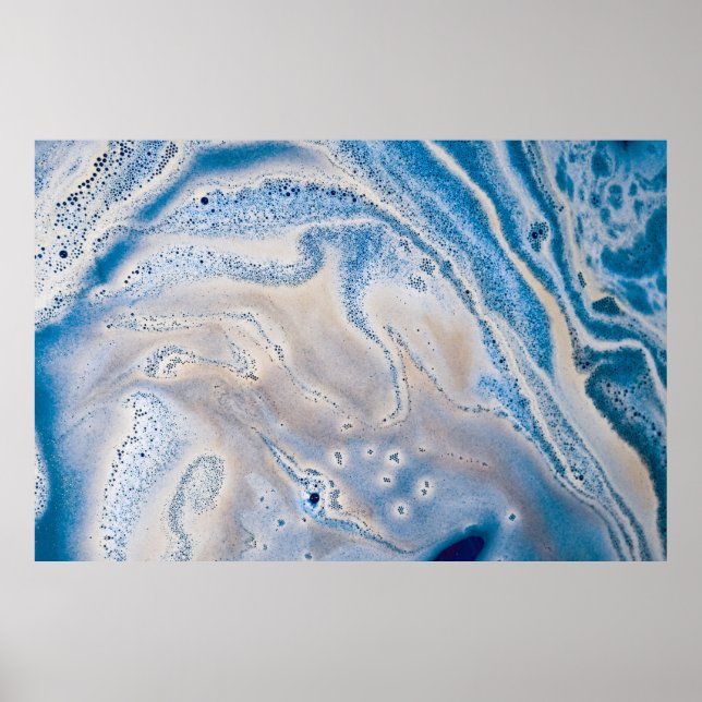 Blue and white liquid art poster (Front)