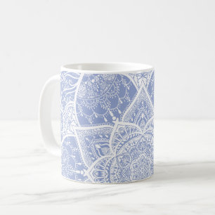 Blue and White Mandala - Loergann in Blueberry Coffee Mug