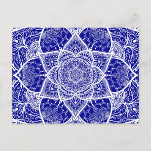 Blue and White Mandala - Loergann in Sapphire Postcard