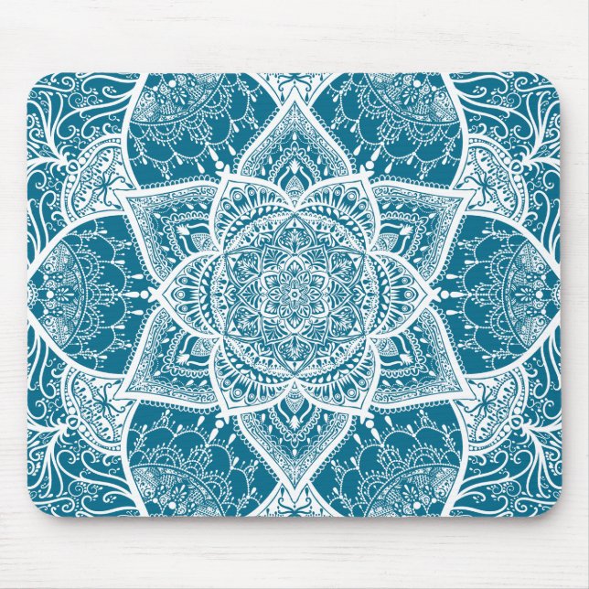 Blue and White Mandala - Loergann in Woad Mouse Pad (Front)