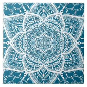 Blue and White Mandala - Loergann in Woad Tile