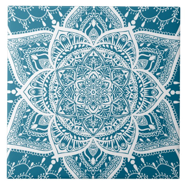 Blue and White Mandala - Loergann in Woad Tile (Front)