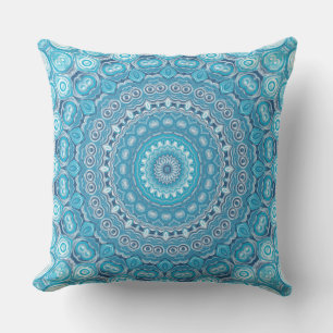 Blue and White Mandala Pattern Design Cushion