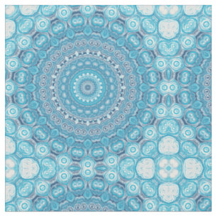 Blue and White Mandala Pattern Design Fabric