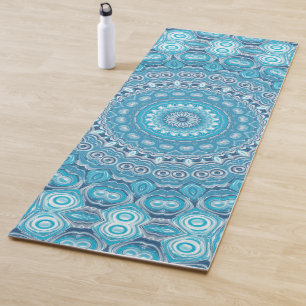 Blue and White Mandala Pattern Design Yoga Mat