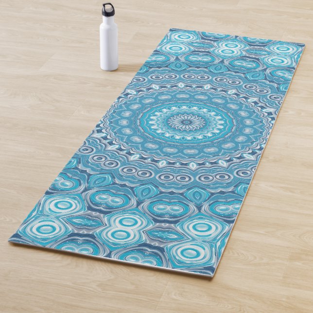 Blue and White Mandala Pattern Design Yoga Mat (In Situ)
