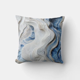 Blue and White Marble Crystal Geode Art Cushion