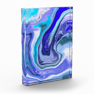 Blue and White Marble Fluid Art Photo Block