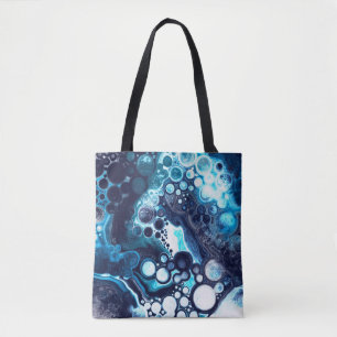 Blue and White Marble Fluid Art Tote Bag
