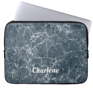 Blue and white marble laptop sleeve