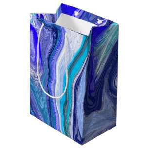 Blue and White Marble Medium Gift Bag