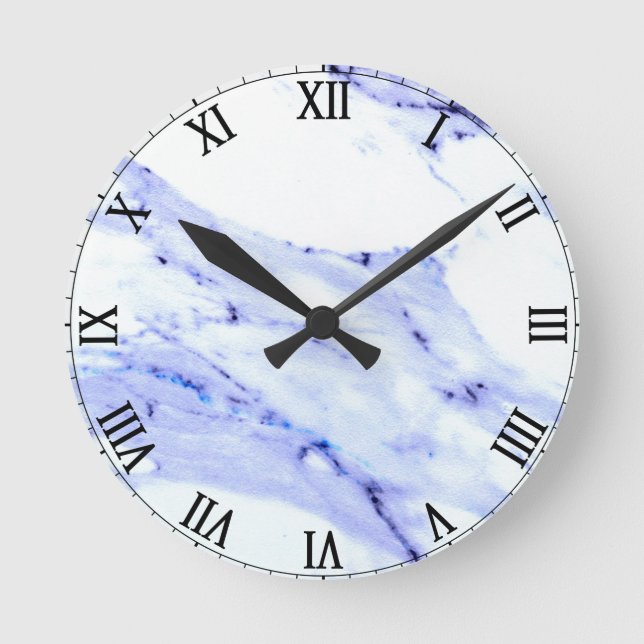Blue and White Marble Round Clock (Front)