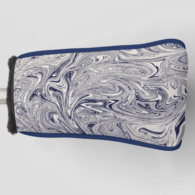 Blue and White Marble Swirl Golf Head Cover (Front)