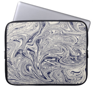 Blue and White Marble Swirl Laptop Sleeve