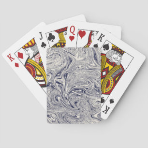 Blue and White Marble Swirl Playing Cards